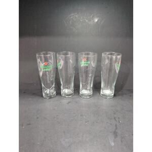 Heineken Light Beer Glasses, Set of 4, Red‎ Star Design, 7.25" Tall, Glassware